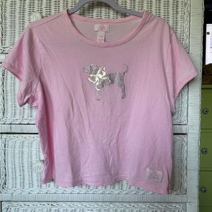 PINK Victoria's Secret x Live Shack Tee with Rhinestone Dog